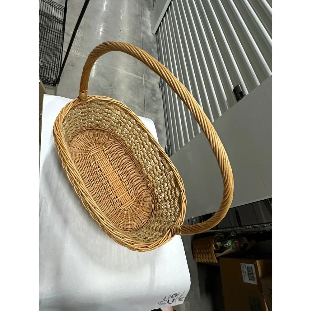Farmcore Oval Wicker large Basket Handle Braided Seagrass Willow Farmhouse